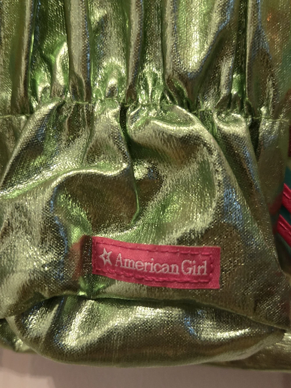 American Girl Shiny Green Butterfly Wings Backpack with Pink Accents